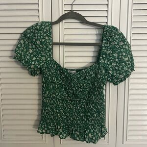 Green & White Blouse